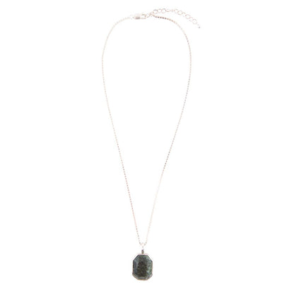 Hammered Green Seraphinite and Sterling Silver Pendant Necklace Otarealm