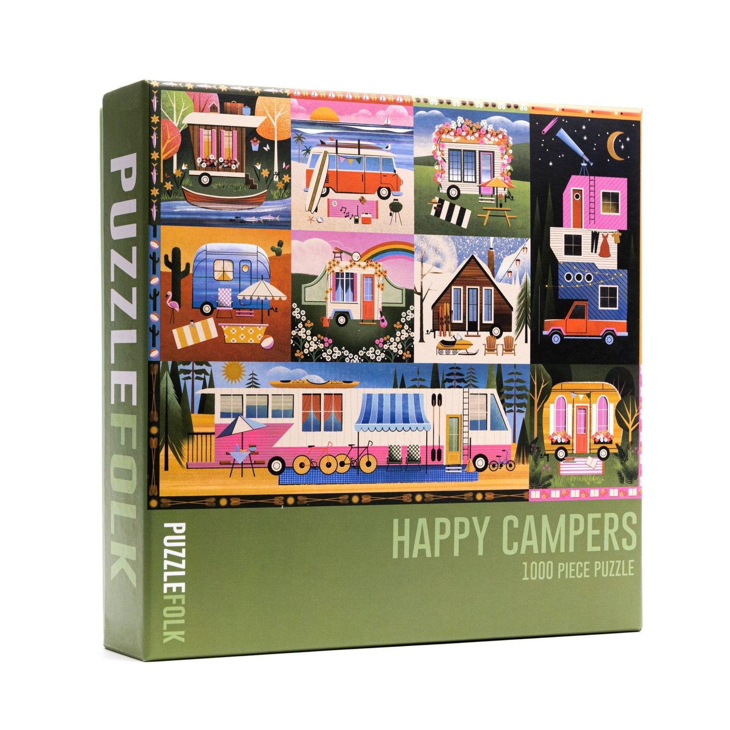 Happy Campers 1000 Piece Puzzle by Puzzlefolk | Dreamy Camping & Glamping Fun