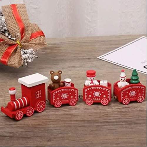 Happy Trees Wooden Christmas Train with Snowman