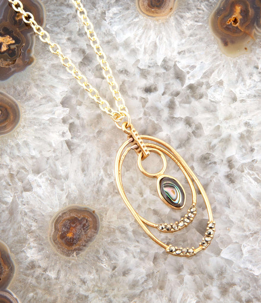 Henley Blue Abalone Golden Pendant Necklace Otarealm
