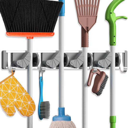 Holikme Mop Broom Holder Wall Mount Metal Pantry Organization Otarealm