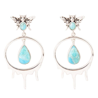 Honey Blue Turquoise Sterling Silver Drop Earrings Otarealm