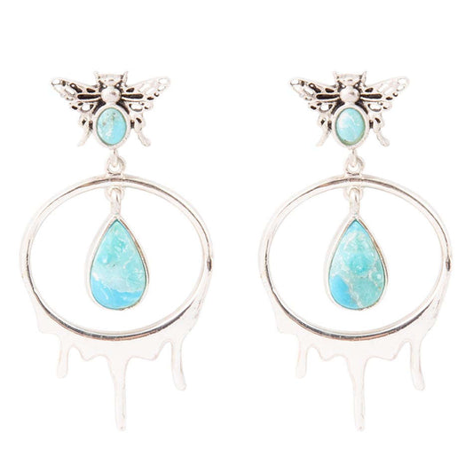 Honey Blue Turquoise Sterling Silver Drop Earrings Otarealm