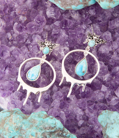 Honey Blue Turquoise Sterling Silver Drop Earrings Otarealm