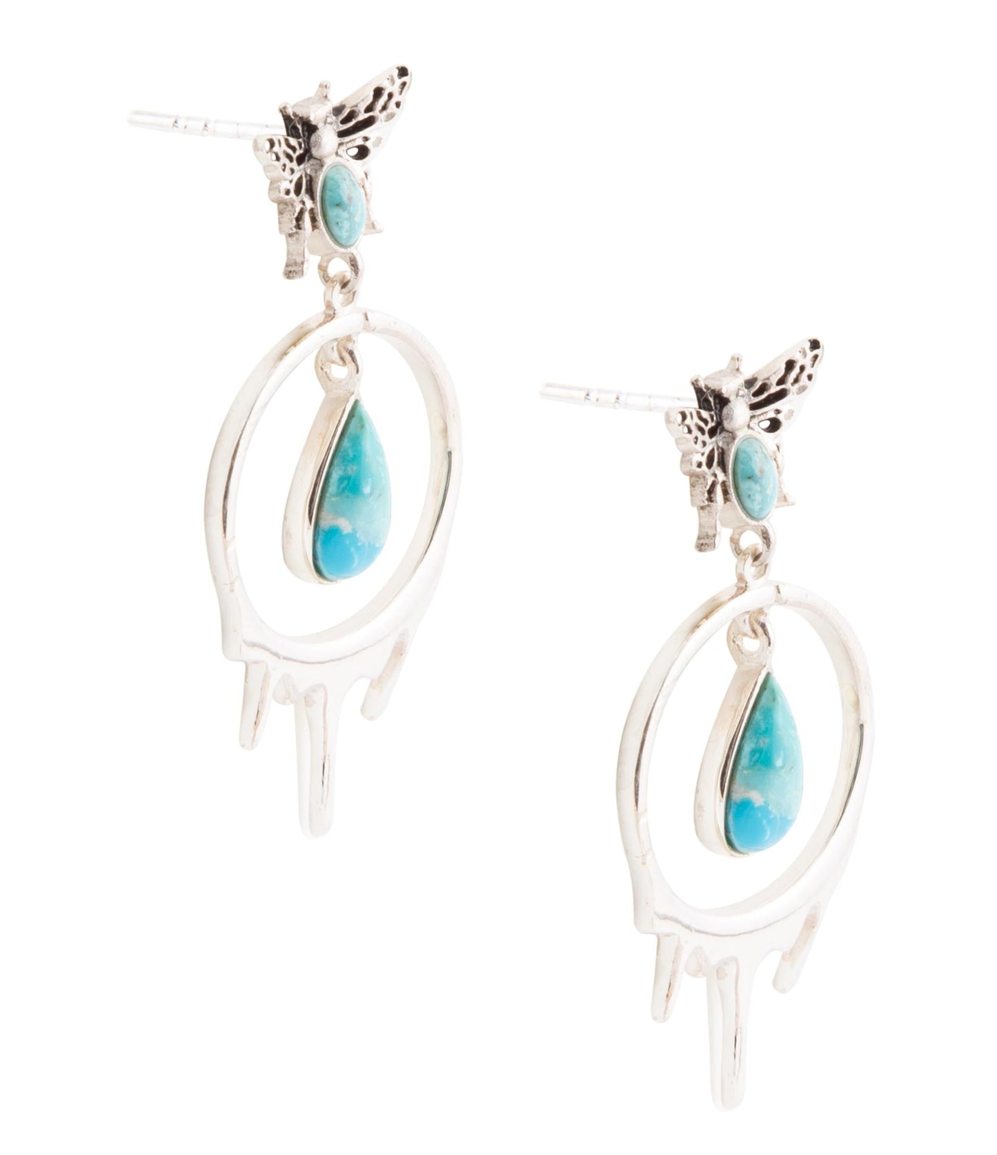 Honey Blue Turquoise Sterling Silver Drop Earrings Otarealm