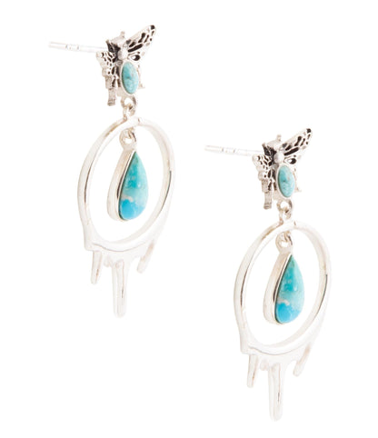 Honey Blue Turquoise Sterling Silver Drop Earrings Otarealm