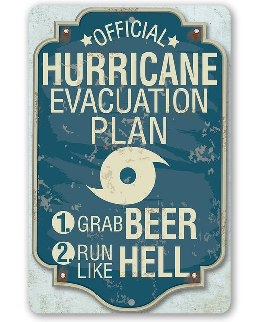 Hurricane Evacuation Plan - Metal Sign