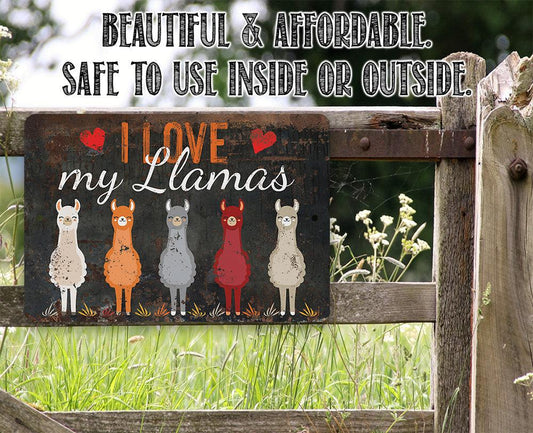 I Love My Llamas Eyes Closed - Metal Sign