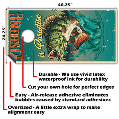Bass Fishing - Cornhole Board Wrap - Set of 2