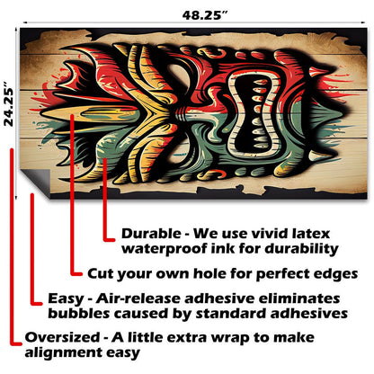 Tropical Tiki Masks - Cornhole Board Wrap - Set of 2