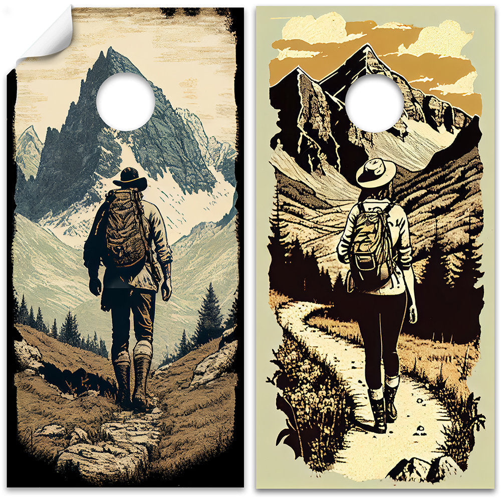 Hikers Outdoors - Cornhole Board Wrap - Set of 2