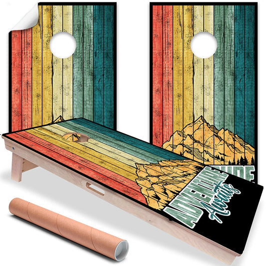 Adventure Awaits - Cornhole Board Wrap - Set of 2