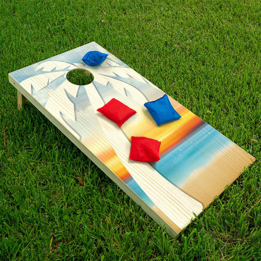 Palm on Beach - Cornhole Board Wrap - Set of 2