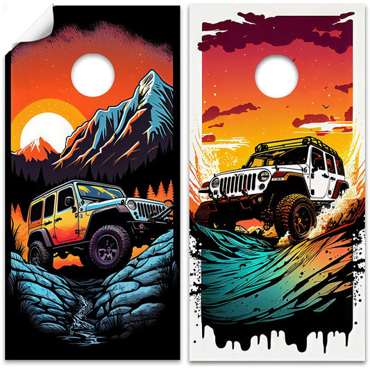 Jeep Adventure - Cornhole Board Wrap - Set of 2