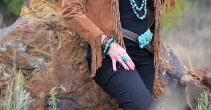 **Turquoise Chunk on Cuff Ring  012o Otarealm