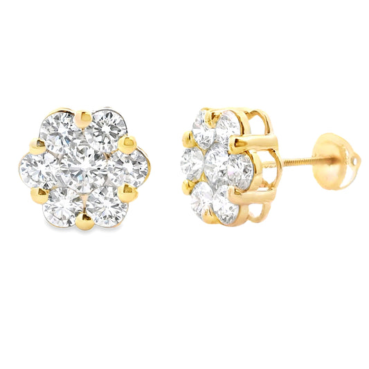 3.93ct Lab Grown Diamond Earrings 14KT Yellow Gold