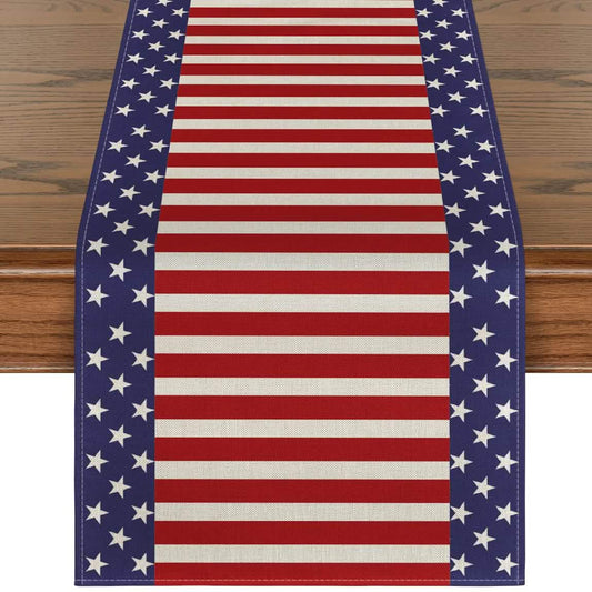Independence Day Linen Burlap Table Bunting Otarealm