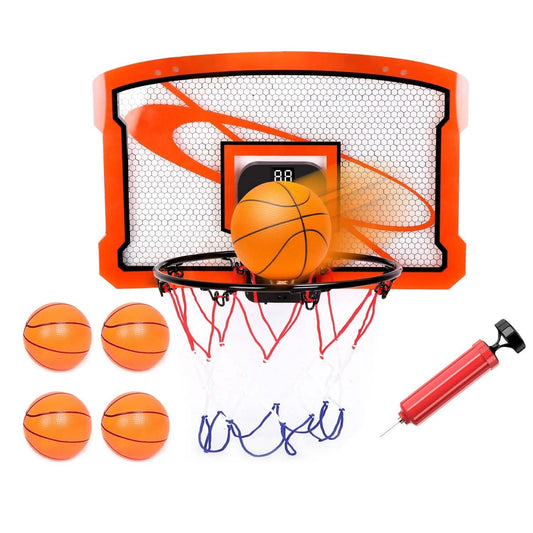 Indoor Mini Basketball Hoop Set with 4 Inflatable Balls Electric Audio Scorer Otarealm