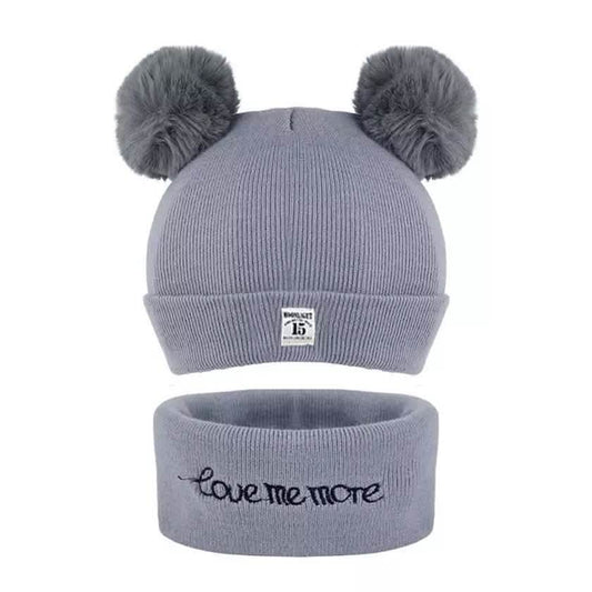 Infant Baby Winter Warm Knit Bobble Beanie Hat with Scarf Set Otarealm