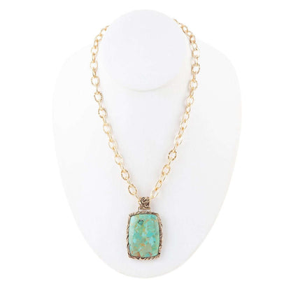 Jacquard Blue Turquoise Golden Pendant Necklace Otarealm