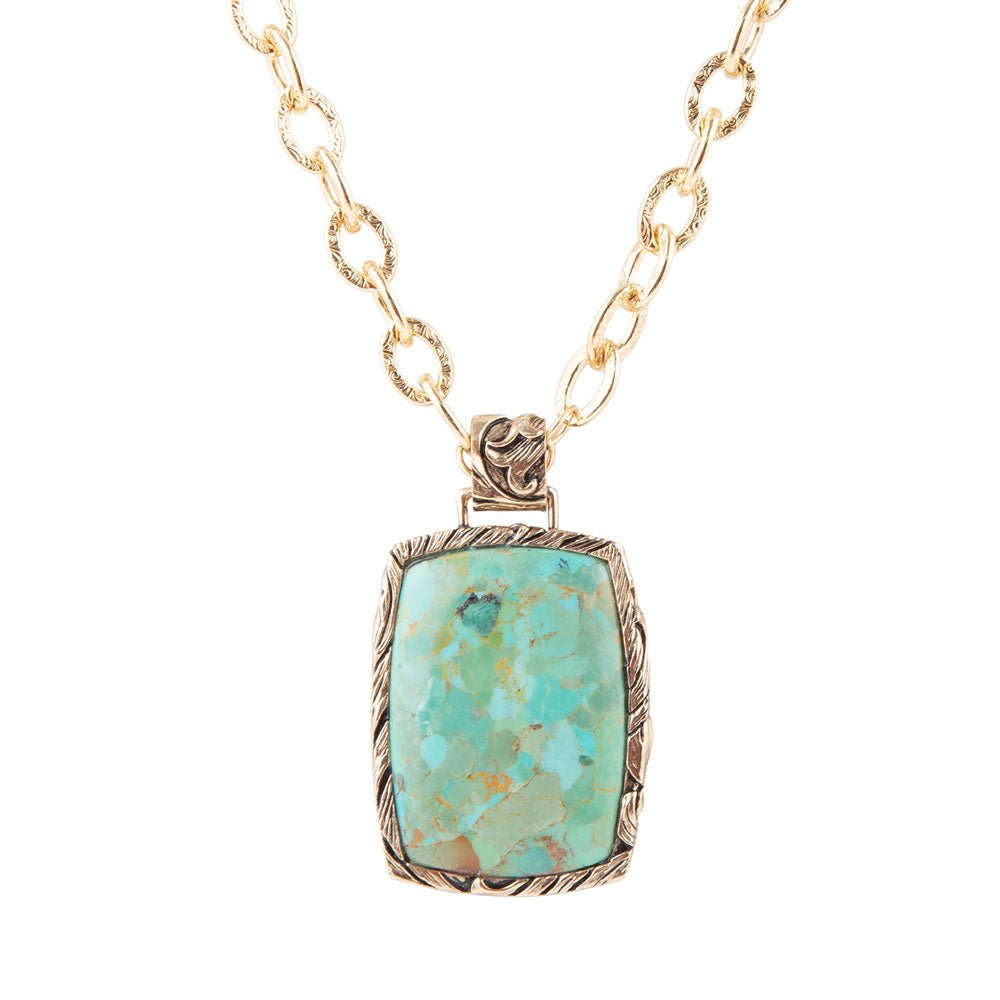 Jacquard Blue Turquoise Golden Pendant Necklace Otarealm