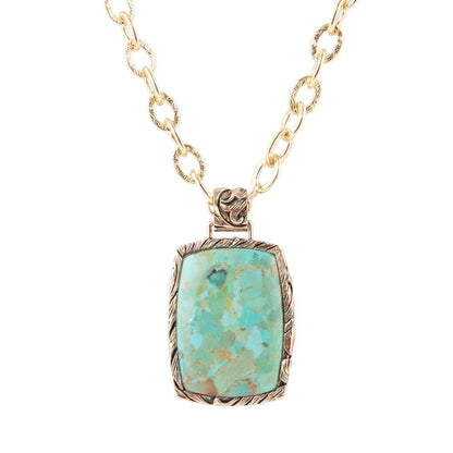 Jacquard Blue Turquoise Golden Pendant Necklace Otarealm