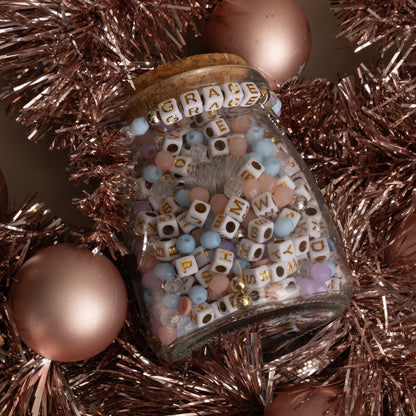 Grace Alphabet Bead Bracelet DIY Jar with Cherub Charm