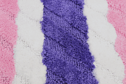 Tache Super Absorbent Purple and Pink Striped Microfiber Wild Flower Floor Mats / Rugs