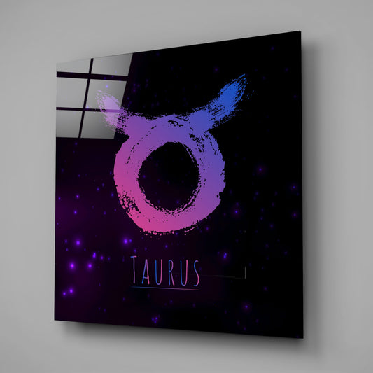 Pink Blue Brushstroke Starry Taurus Glass Wall Art