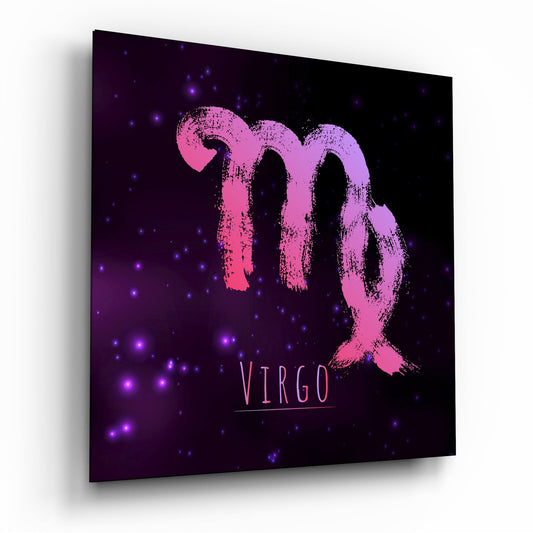 Pink Brushstroke Purple Nebula Virgo Glass Wall Art