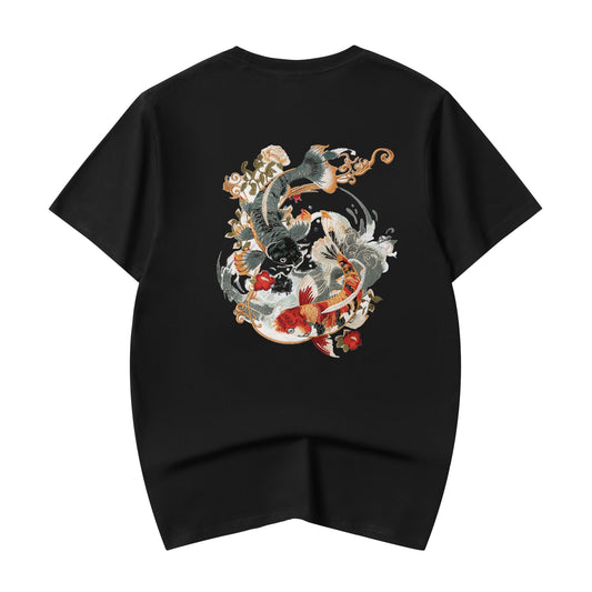 KH880 Yin Yang Koi Embroidery Tee