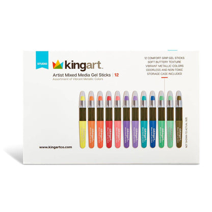 Mixed Media Gel Stick Crayons - 12 Metallic Colors
