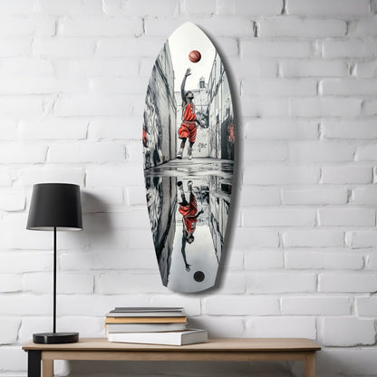 Street Basketball Glass Wall Art