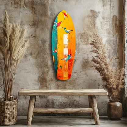 Birds in Colors Glass Wall Art