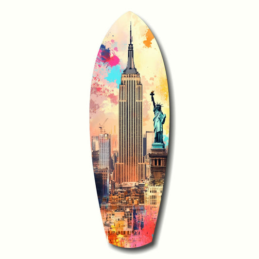 Watercolor Splash Liberty Skyline Glass Wall Art