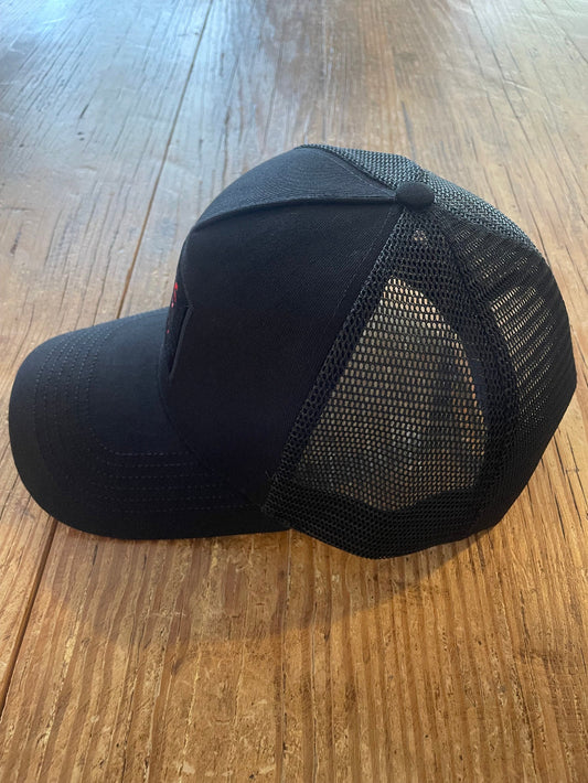 KX Palm Thunder Trucker Hat (Black with Red patch)
