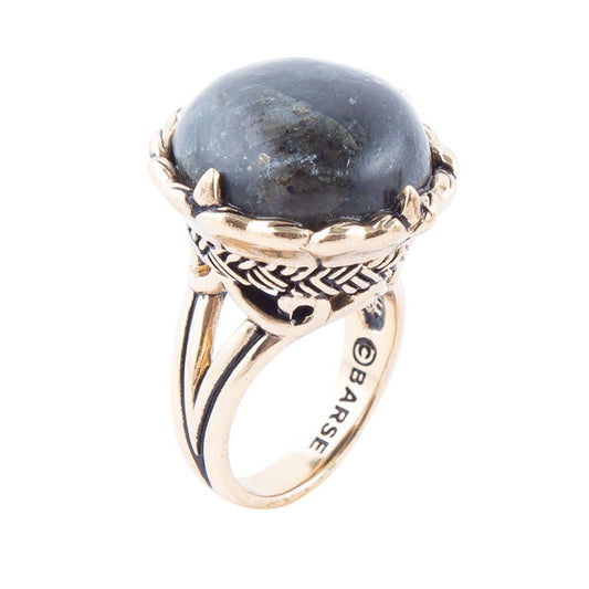 Black Labradorite and Golden Statement Ring Otarealm