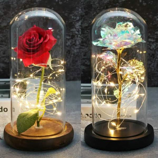 LED Glass Cover Simulation Foil Rose Flower Otarealm