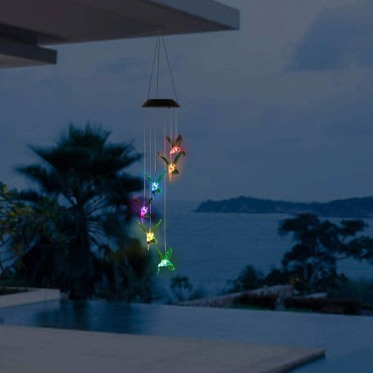 LED Solar Hummingbird Wind Chime Otarealm