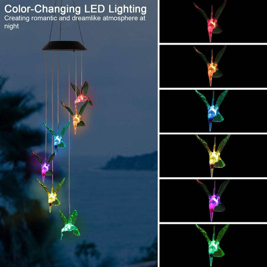 LED Solar Hummingbird Wind Chime Otarealm