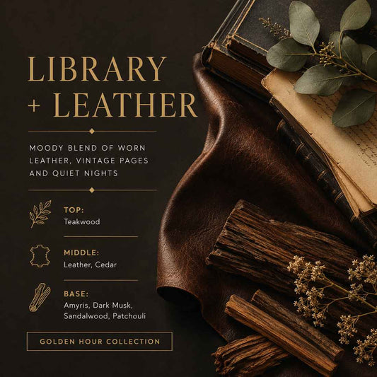 Library + Leather Candle