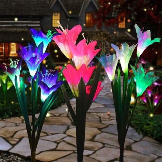 Lily Flower Multi-Color Changing LED Solar Powered Lights Otarealm