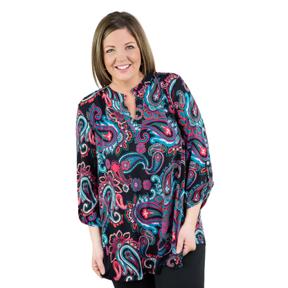 Dear Scarlett's The Lizzy Top Black & Teal (M)