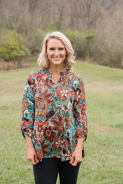 Dear Scarlett's The Lizzy Top Black & Teal (M)