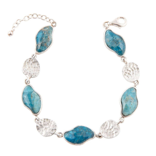 Luna Blue Apatite and Sterling Silver Line bracelet Otarealm