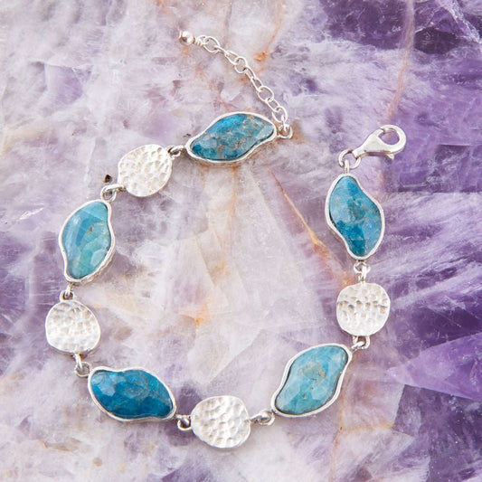 Luna Blue Apatite and Sterling Silver Line bracelet Otarealm