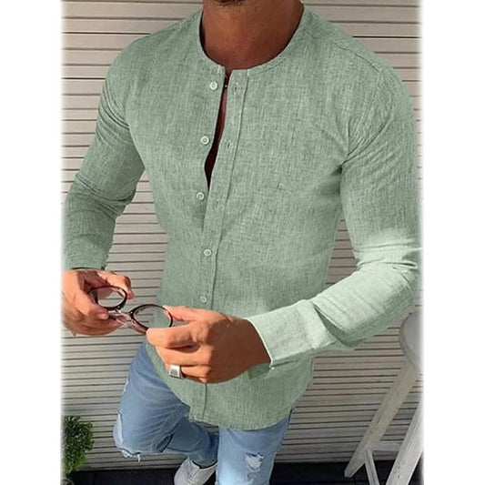 Men's Casual Solid Long Sleeve Shirt