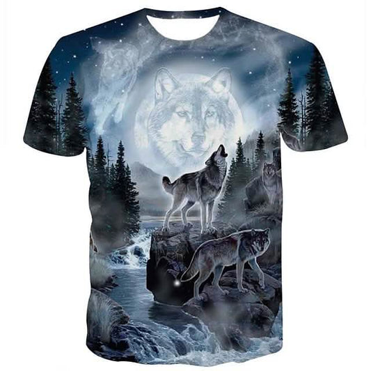 Men's T-Shirt 3D Animal Print Short Sleeve Daily Tops Streetwear Exaggerated Rainbow