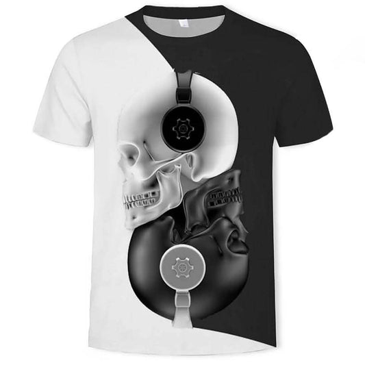 Men's T shirt Graphic 3D Skull Print Short Sleeve Casual Tops