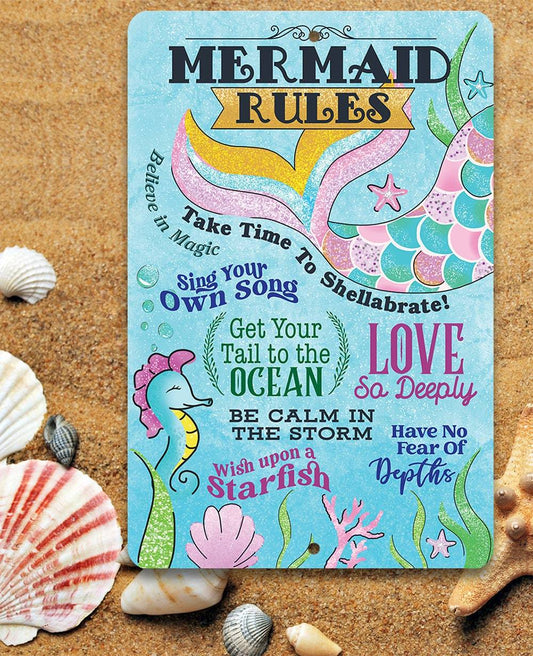 Mermaid Rules - Metal Sign